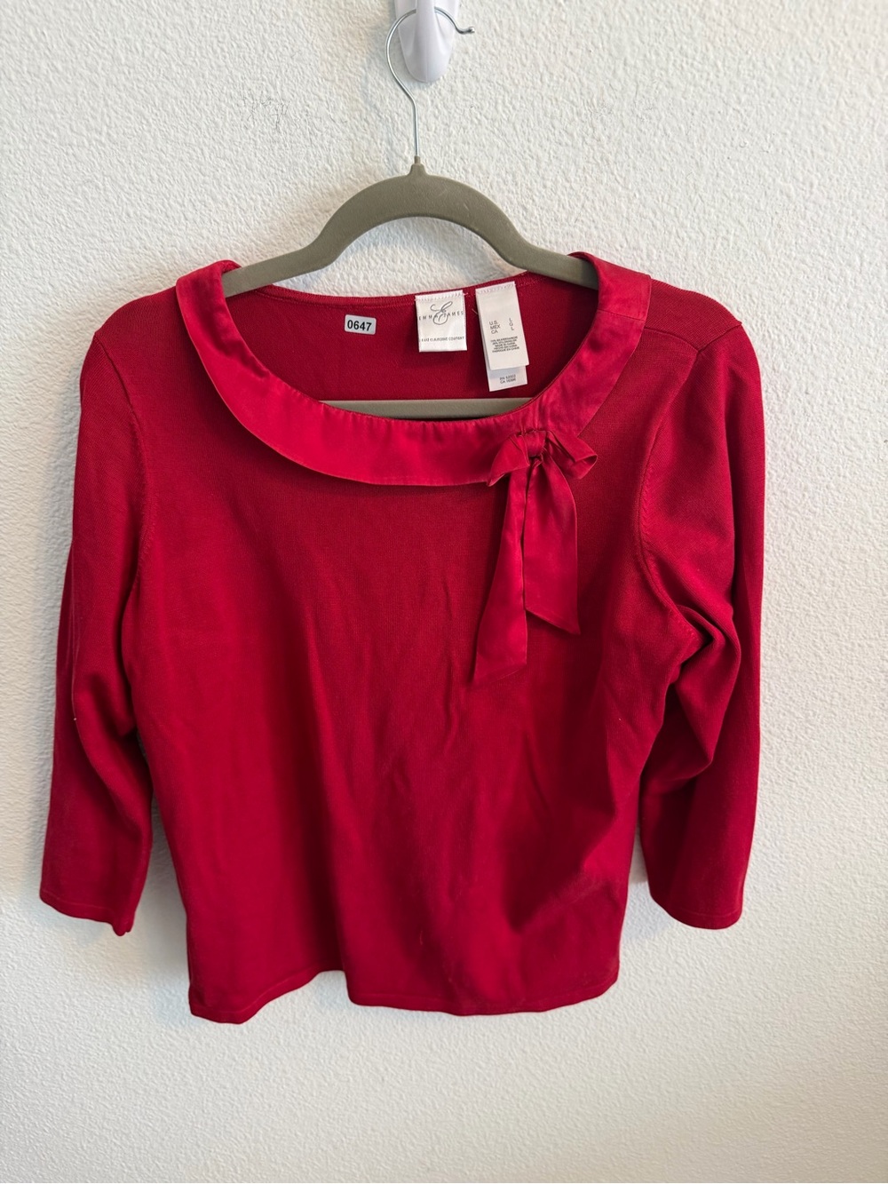 ME Makeover Essentials Red Long-Sleeve Top with Satin Bow